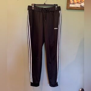 adidas Black Track Pants with White Stripes
